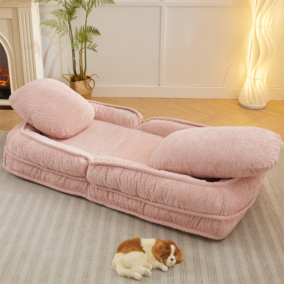 Pink foldable 5-seater recliner sofa chair N15853