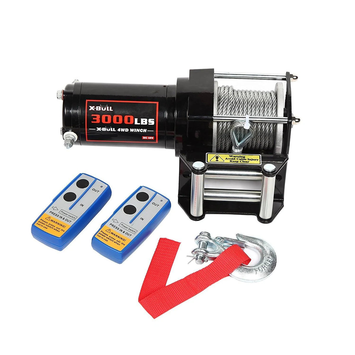 12V 3000LBS Electric Winch with Steel Cable and 2 Remotes B4519