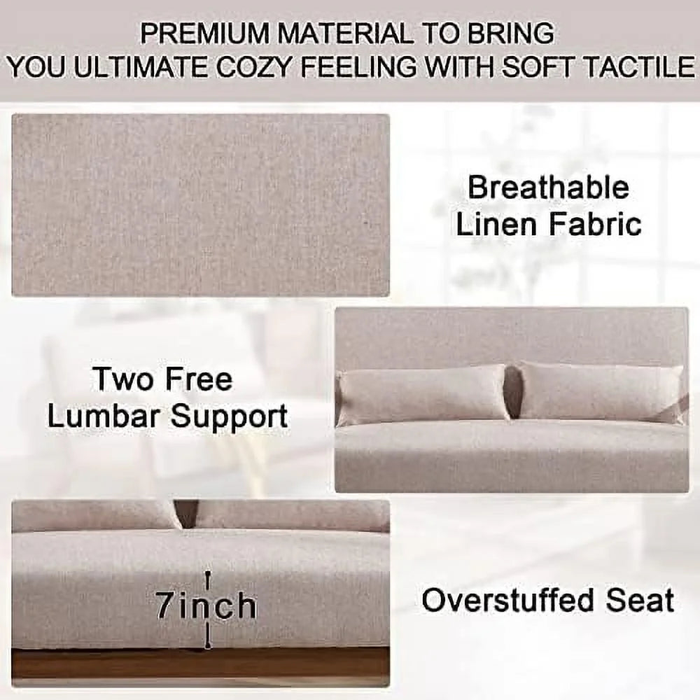 50" 2-Seater Upholstered Loveseat with 2 Waist Cushions R818844