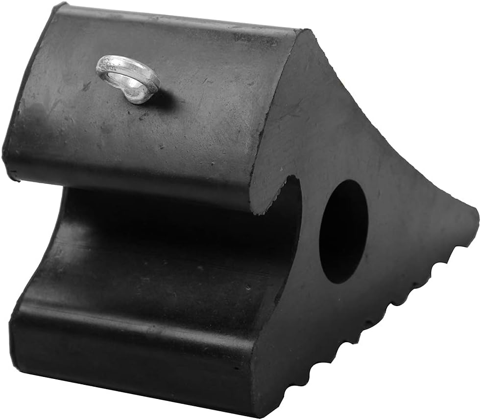 2 Pack Rubber Wheel Chocks with Metal Handle, 11.2 x 7.6 x 6" E573
