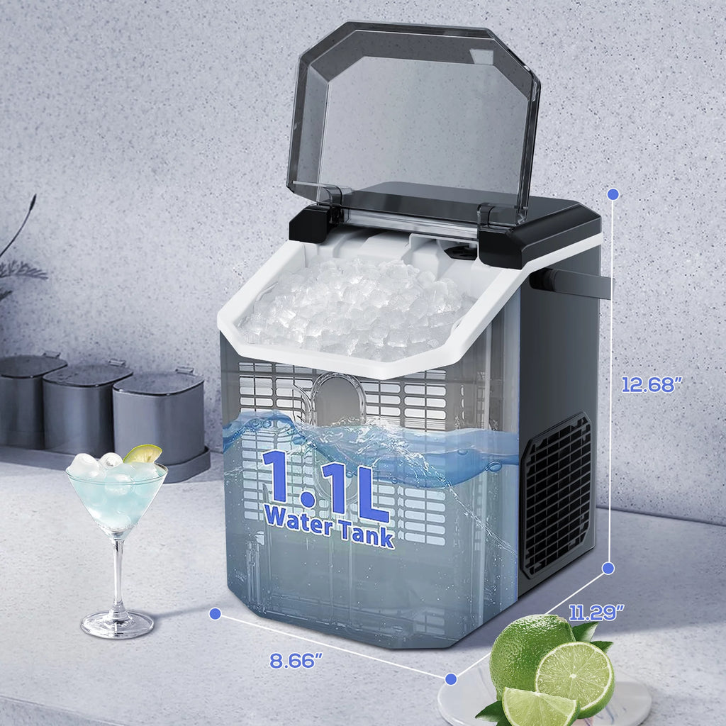Nugget Ice Maker Countertop with Soft Chewable Pellet Ice, 34lbs/24H, Self-Cleaning, Black Z724