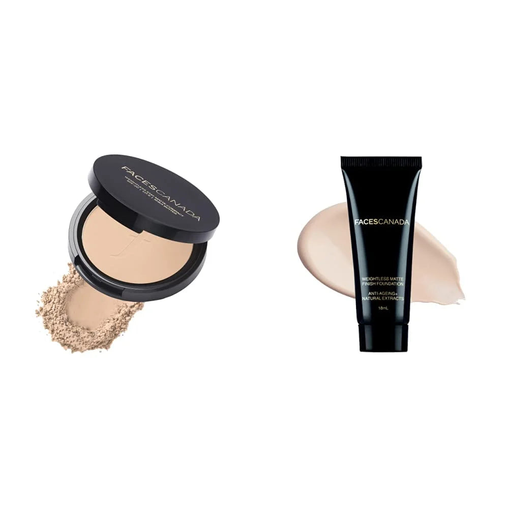 Matte Compact Vitamin E & Shea Butter SPF-20 Ivory 01, 9 g and Matte Finish Foundation Mini Ivory 18 ml N32048