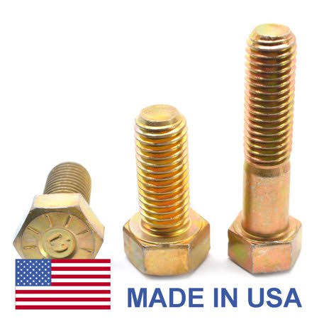 1/2 inch-20 x 5 inch Fine Thread Grade 9 Hex Cap Screw Yellow Zinc Plated Pk 25 Z17156