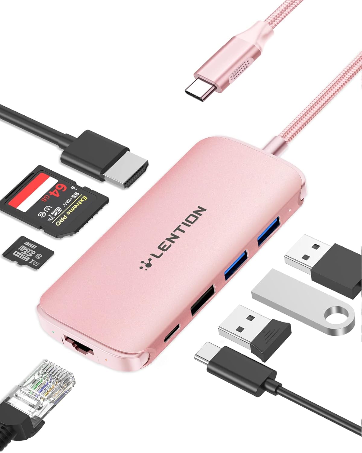 USB C Hub with 4K HDMI, USB 3.0, Card Readers, Gigabit Ethernet & PD Adapter, Space Gray Z58230