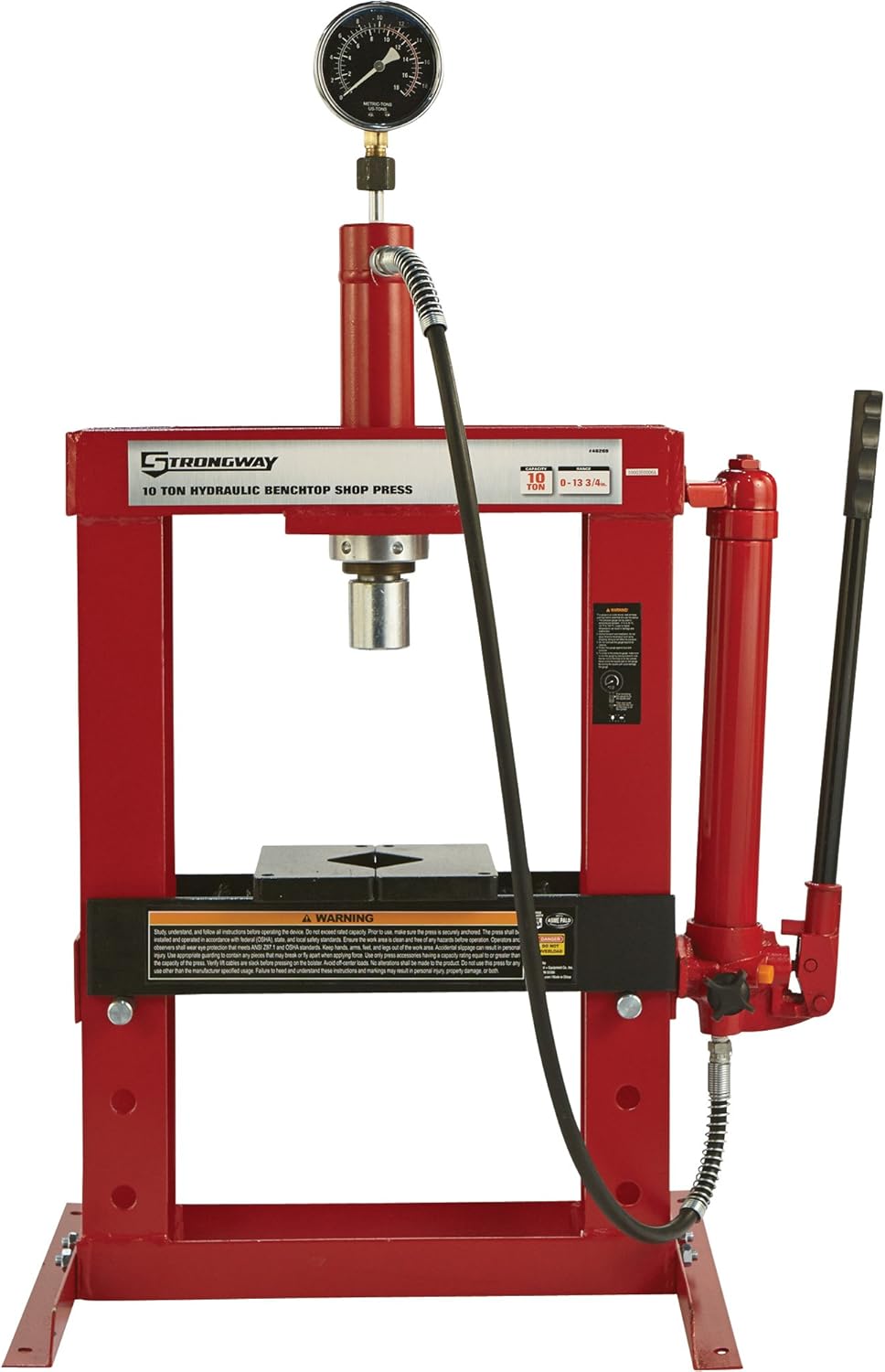 Benchtop 10-Ton Hydraulic Shop Press with Gauge F816
