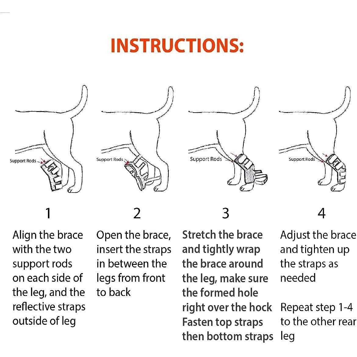 3-in-1 Long Rear Leg Support Dog Splint Braces X5901