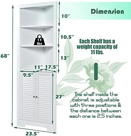 Corner Hutch Cabinet with Shutter Doors and Adjustable X7059