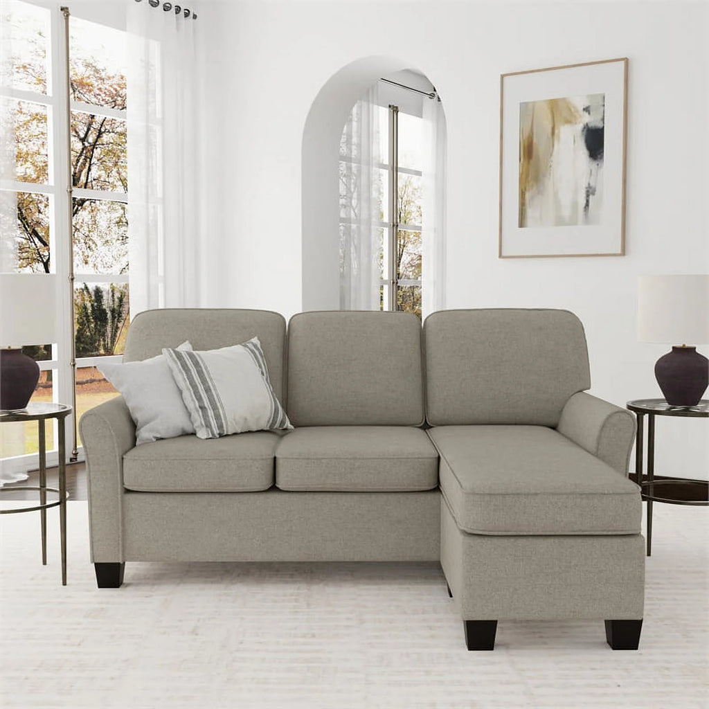Reversible Sectional Chaise Greige Brown Fabric W194