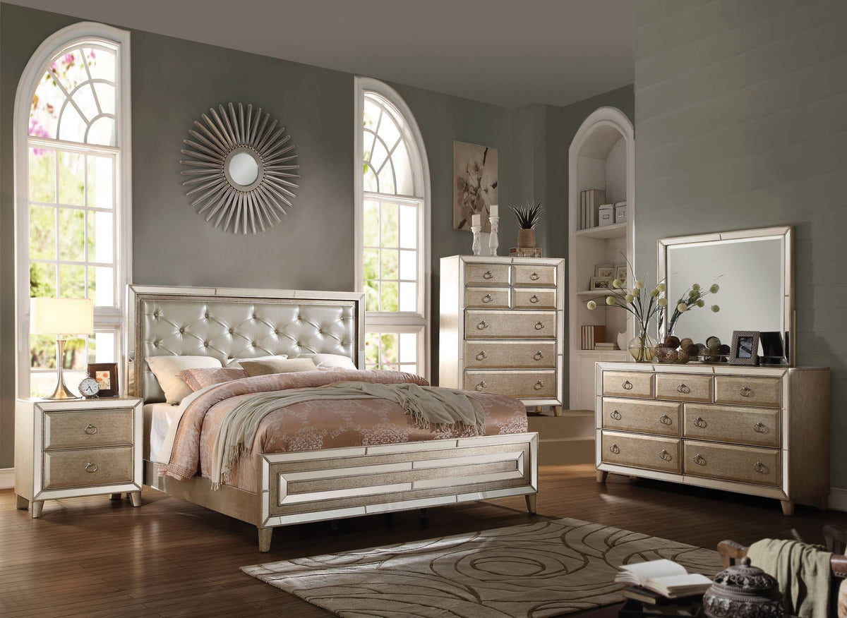 California King Bed Matte Gold PU I3950
