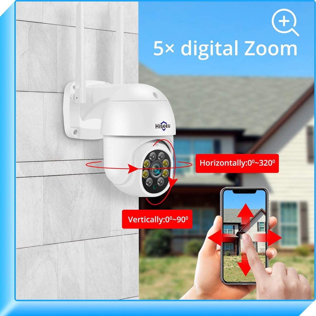 2.4G WiFi 3 Megapixels Pan/Tilt/Zoom Wireless Security Camera with Floodlights Z900