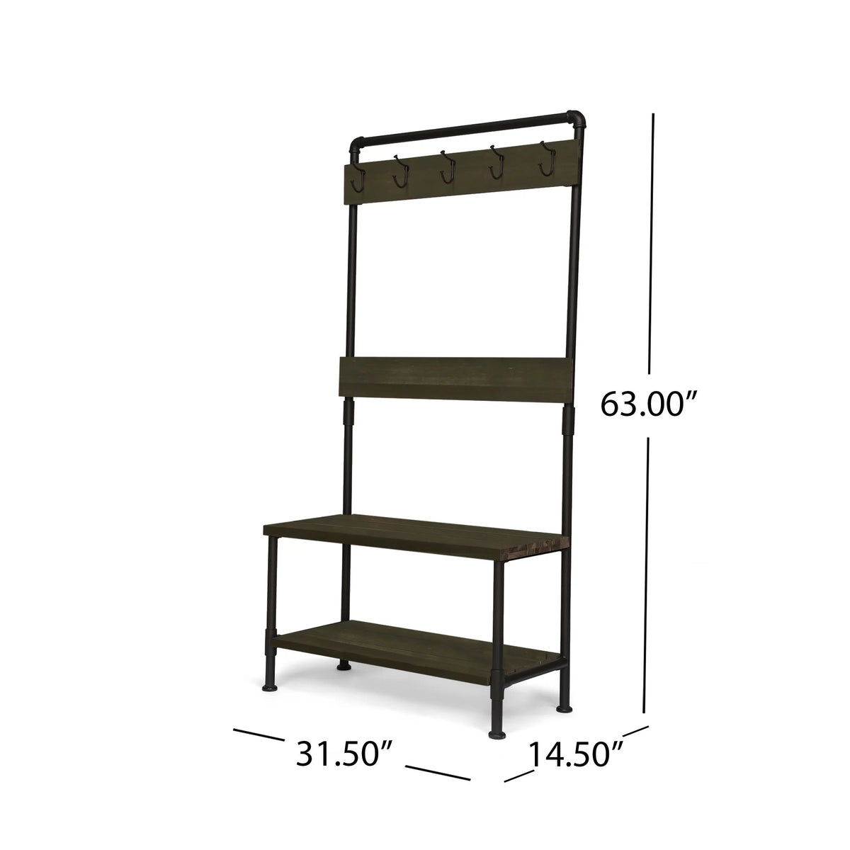 Acacia Wood Storage Bench and Coat Rack G55082