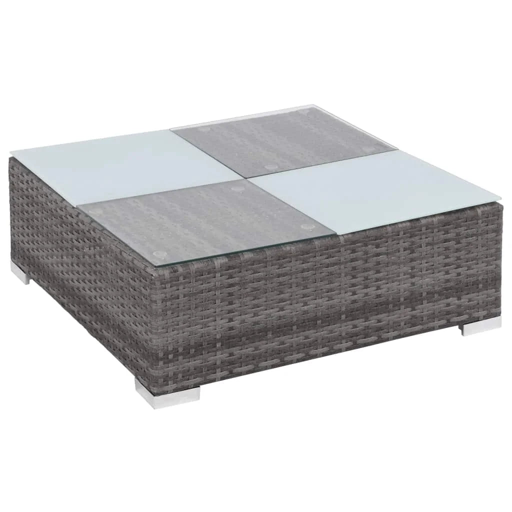 12 Piece Gray Poly Rattan Patio Sofa Conversation Set with Coffee Table and Ottoman N206