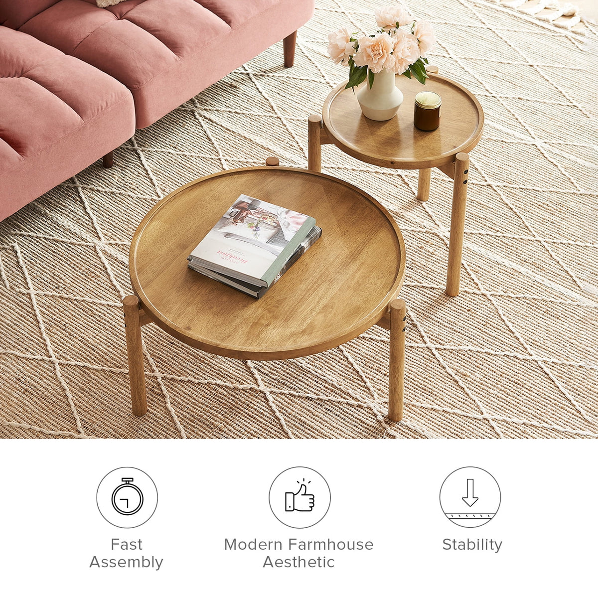 Round Solid Wood Coffee Table K4847