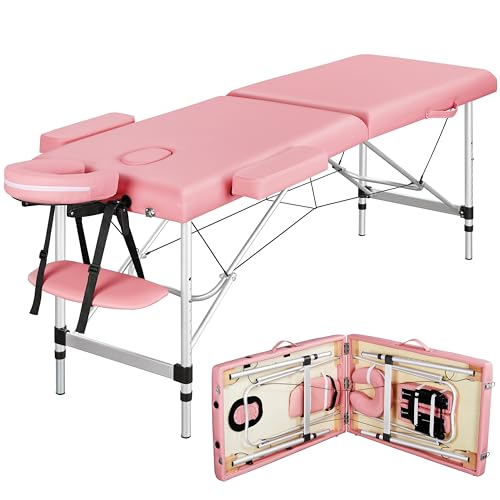 Pink 24 inch Portable Height Adjustable Massage Table V380