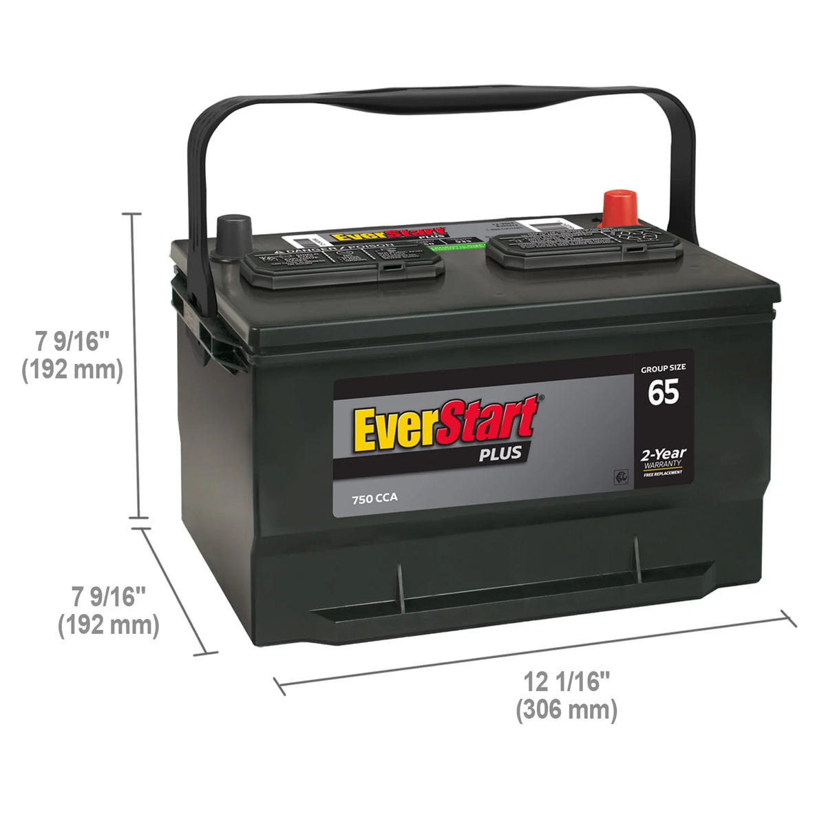 Lead Acid Automotive Battery Group Size 65 12 Volt 750 CCA I26590