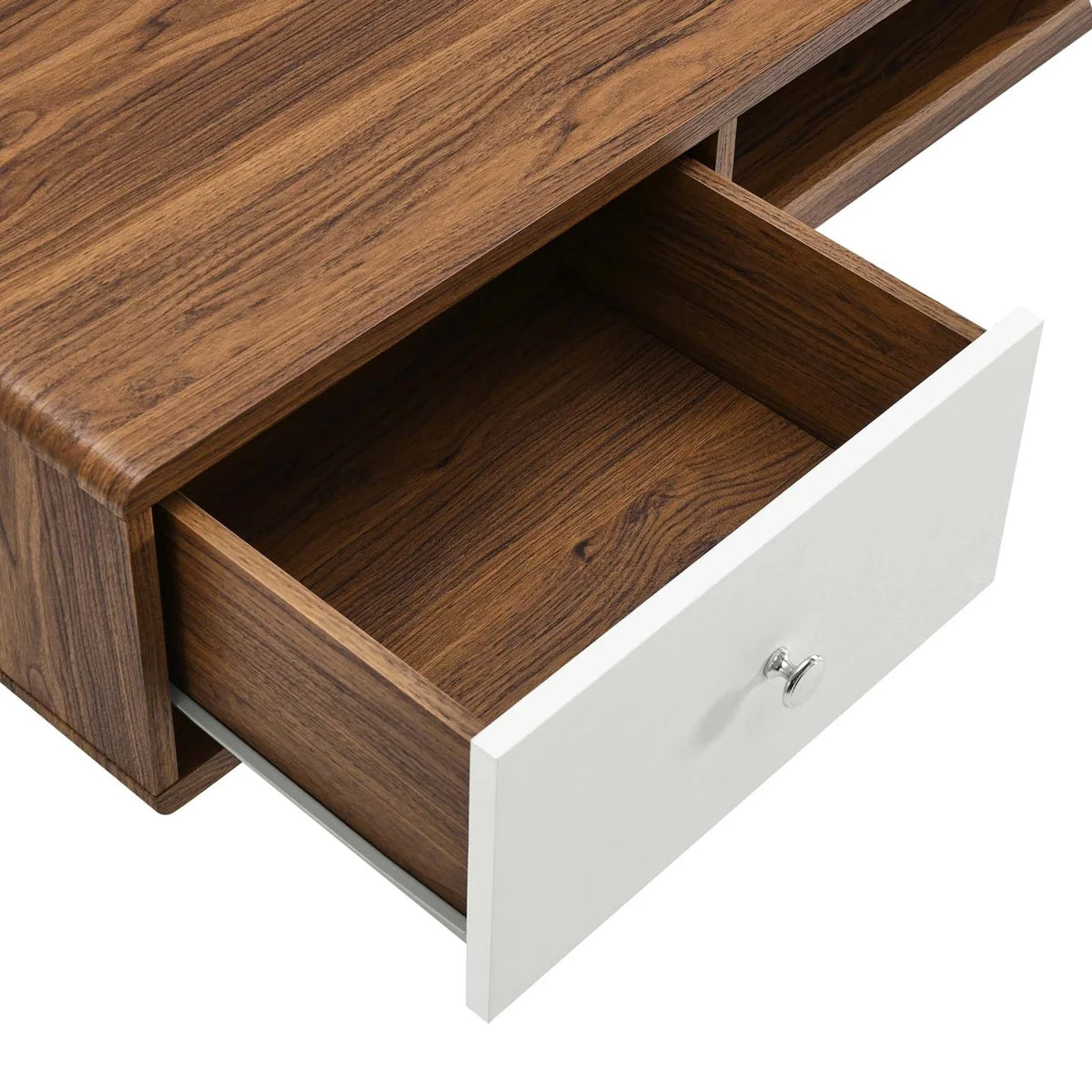 60" Wall Mount Wood Office Desk in Walnut/White S94094