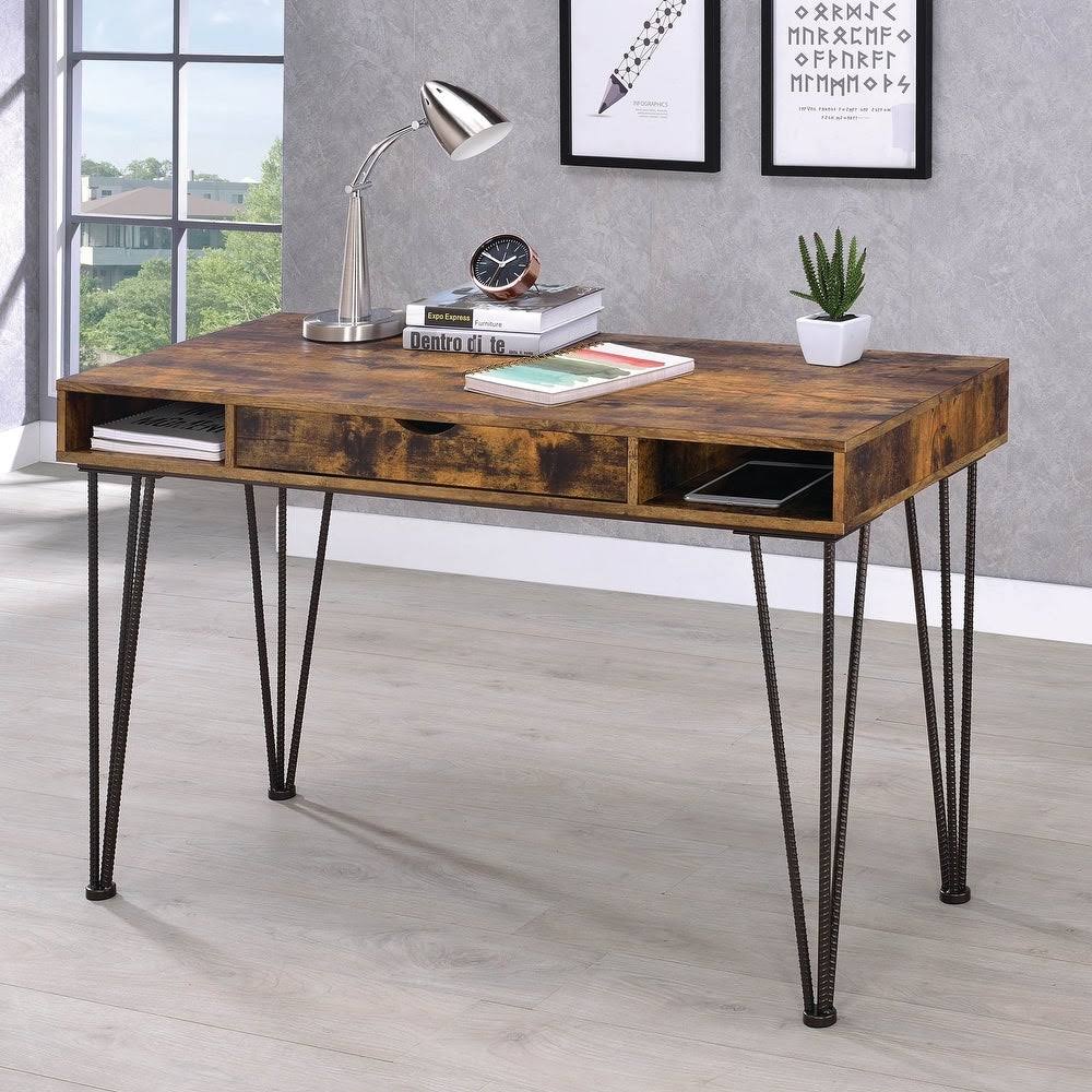 Industrial Antique Nutmeg Dark Bronze Writing Desk U65585
