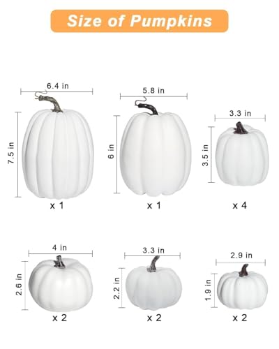 12 Pcs White Plastic Foam Pumpkins T865