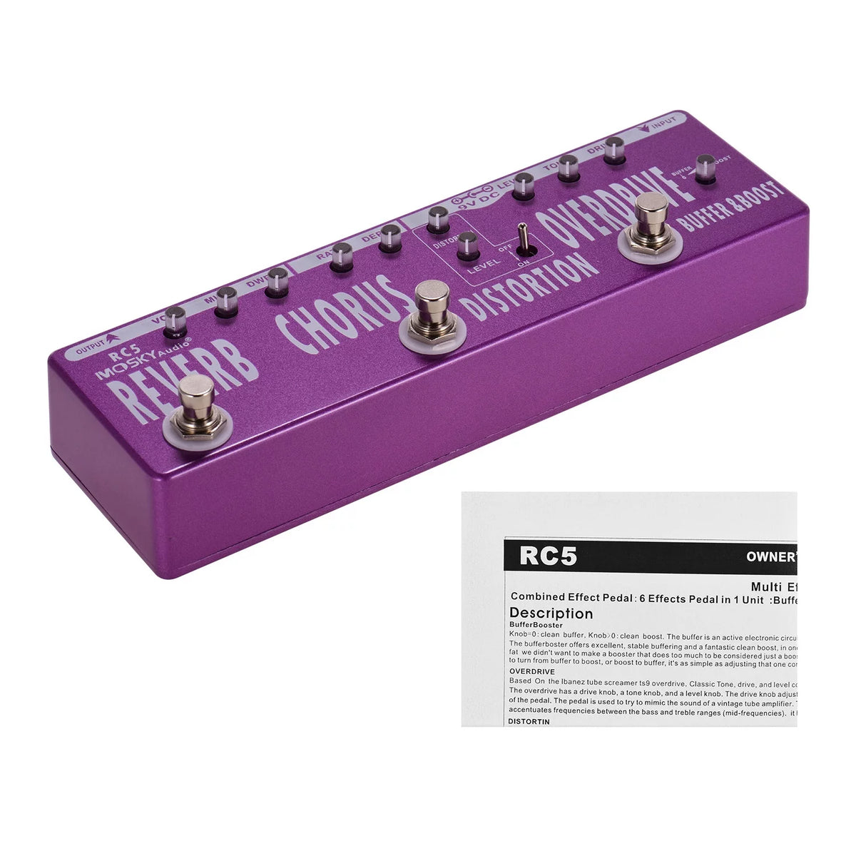 Guitar Effects Pedal Reverb Chorus Distortion Overdrive True Bypass Z21530