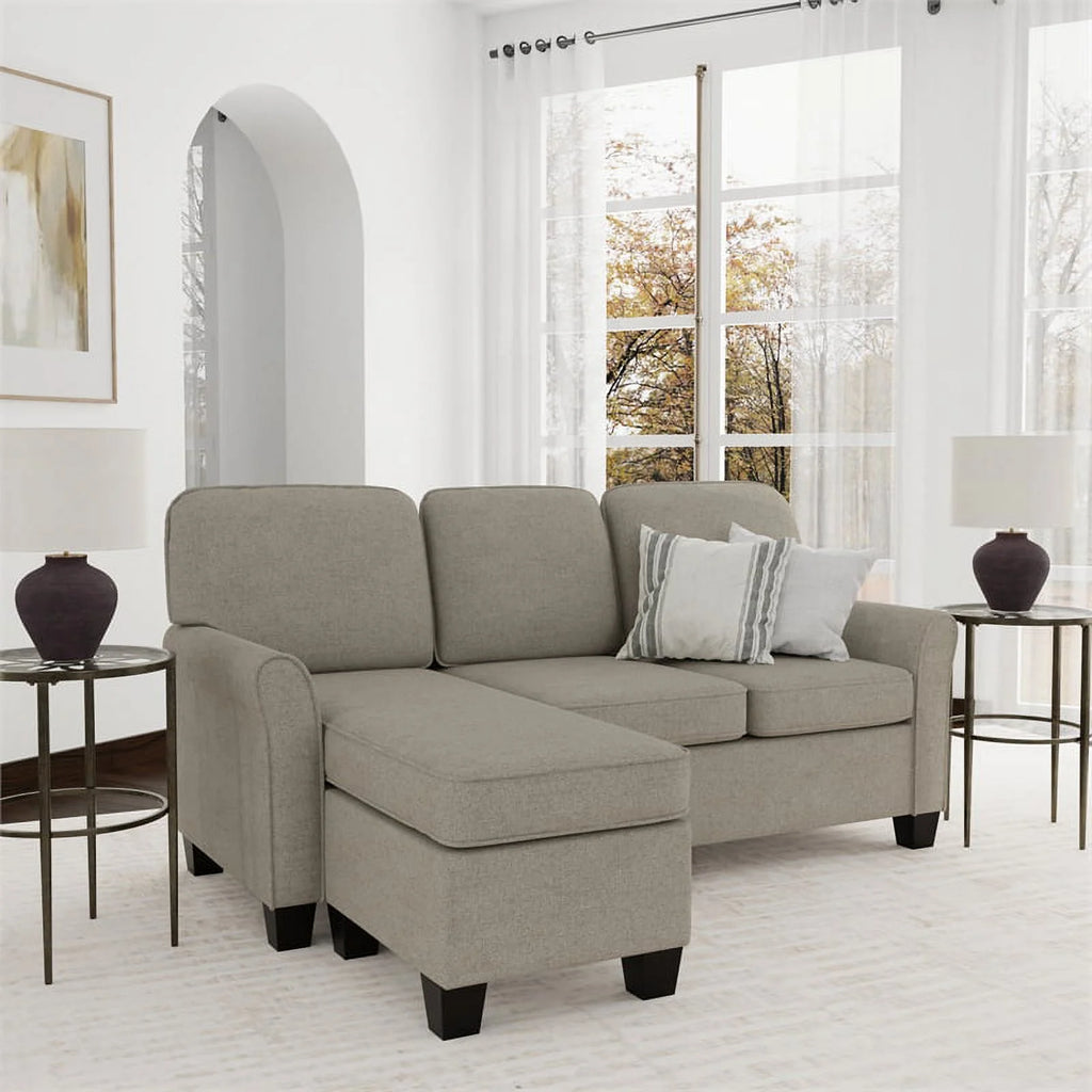 Reversible Sectional Chaise Greige Brown Fabric W194