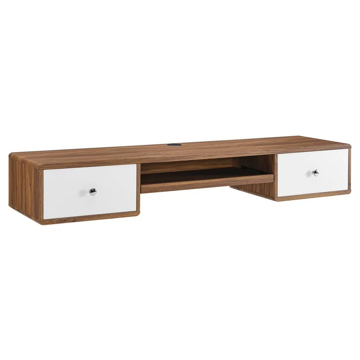 60" Wall Mount Wood Office Desk in Walnut/White S94094