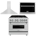 36 in. Dual Fuel Range, Range Hood, Microwave Oven H77845