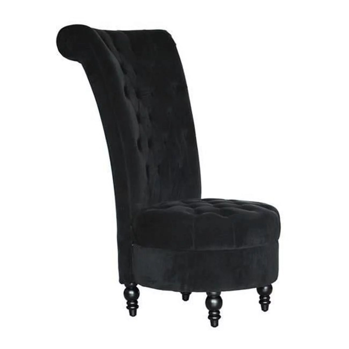 Black Tufted High Back Velvet Accent Chair B8391