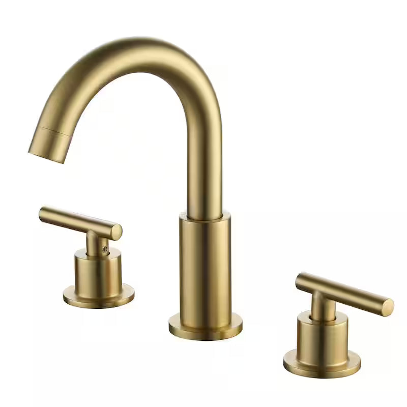 8 in. Widespread 2-Handle Bathroom Faucet with Valve and Water Supply Lines in Brushed Gold X94668