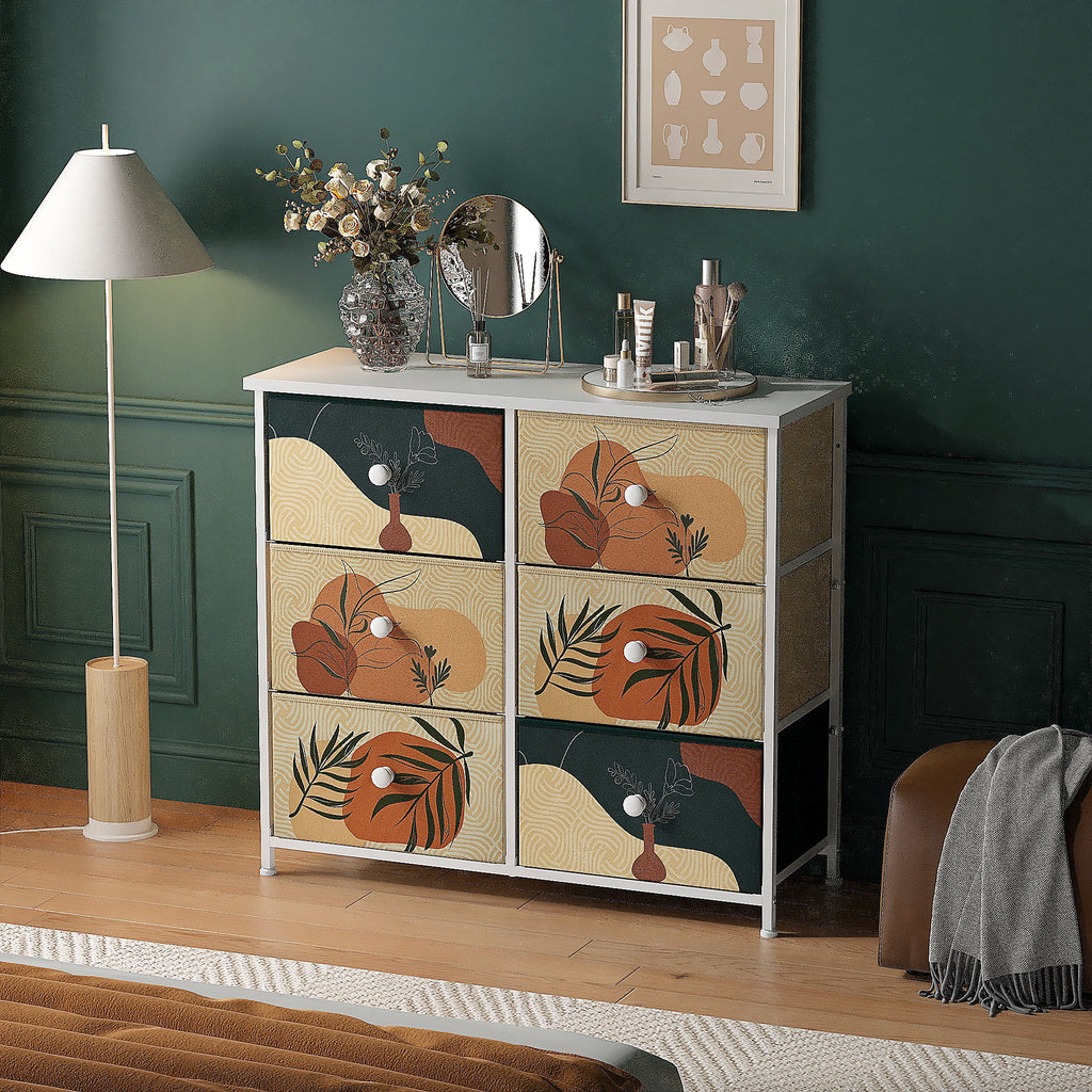 9 Drawer Dresser with Fabric Drawers & Wooden Top O36002