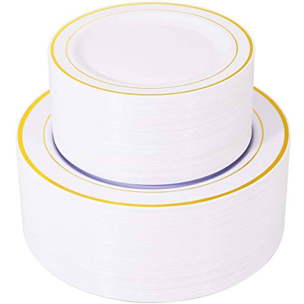 Gold Rim Disposable Plastic Plates K82464
