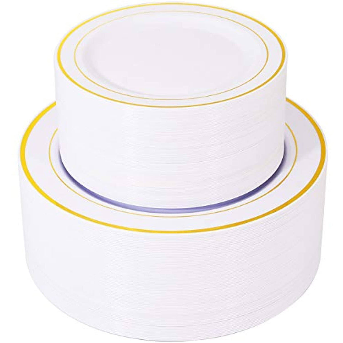 Gold Rim Disposable Plastic Plates K82464