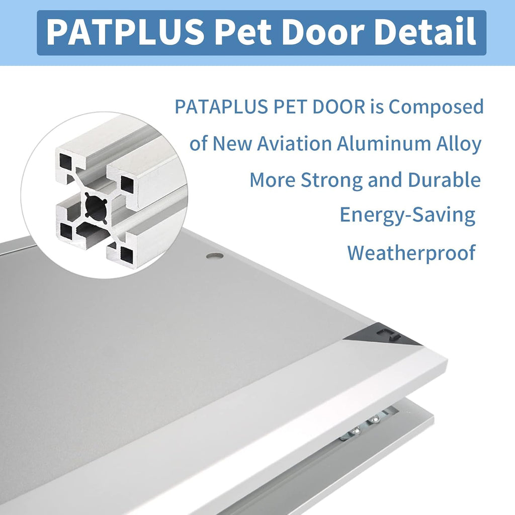 Dog Door with Slide-in Lock Panel and Magnetic Double Flaps, Aluminum Frame Pet Door (Medium) B887566