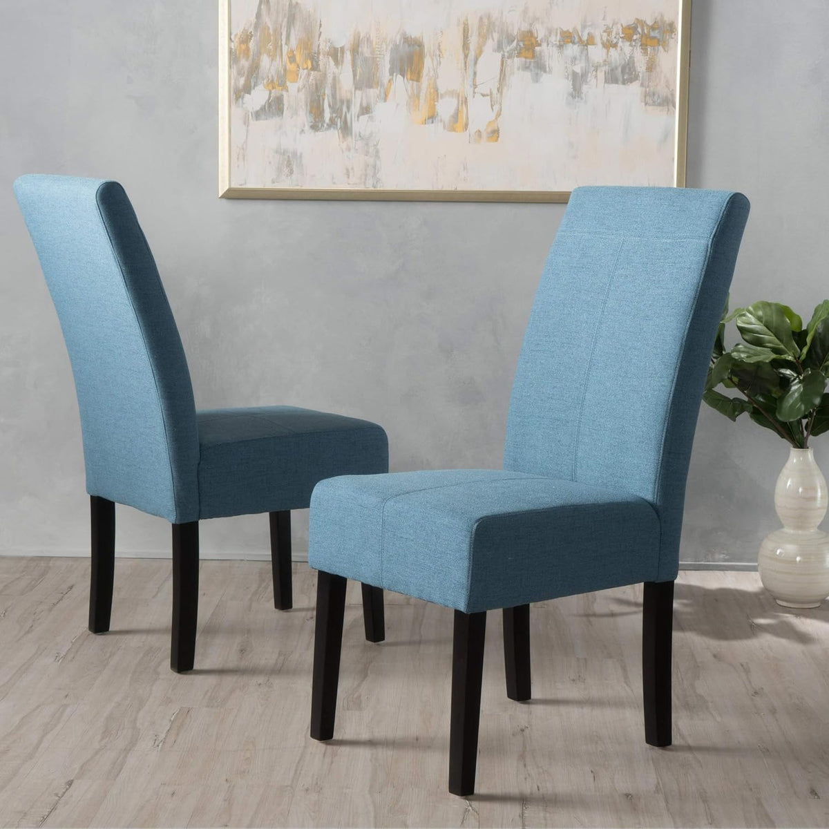 Blue Fabric Dining Chairs, 2-Pcs Set R866115