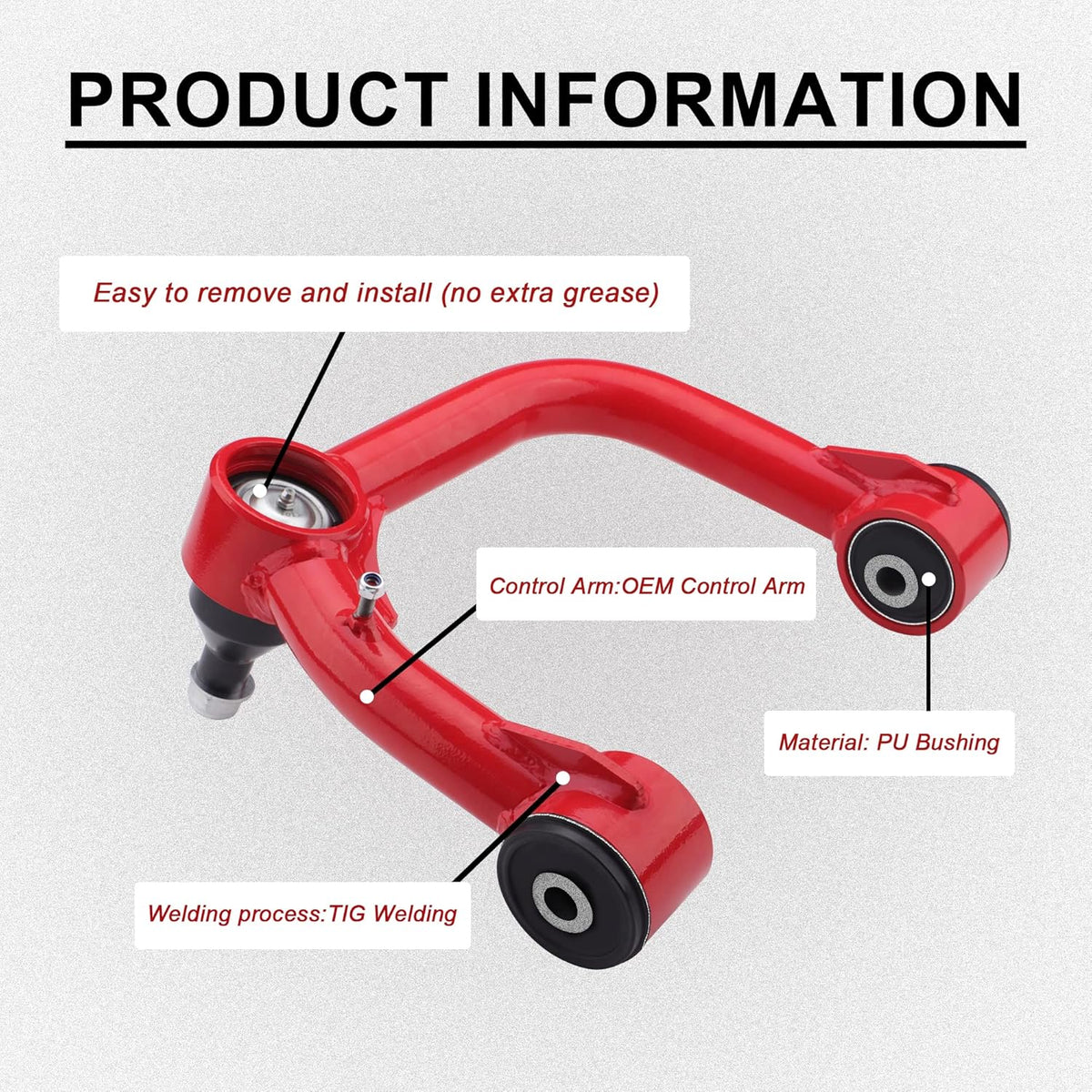 Front Upper Control Arms for 2005-2022 Tacoma, 2-4" Lift, Adjustable (Red) P4311