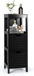 Black Wooden Bathroom Storage Cabinet with 2 Drawers B567