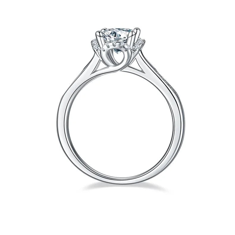 18K White Gold Plated Moissanite Engagement Ring K7107