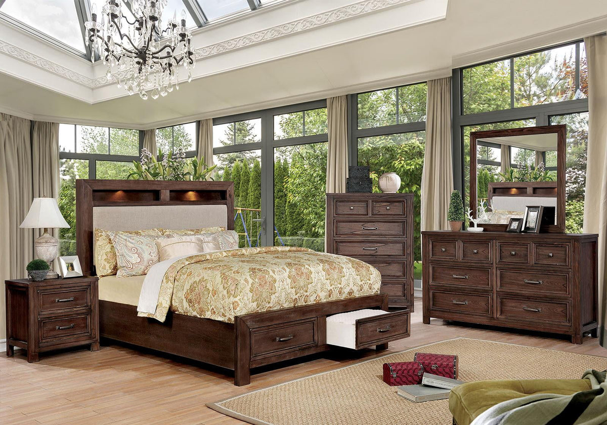 Dark Oak Solid Wood Queen Bedroom Set 6pcs B308420