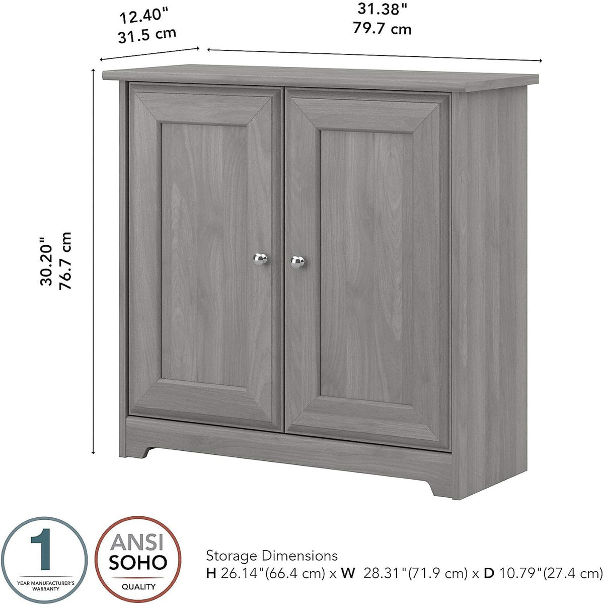 2 Door Low Storage Cabinet in Modern Gray A86556