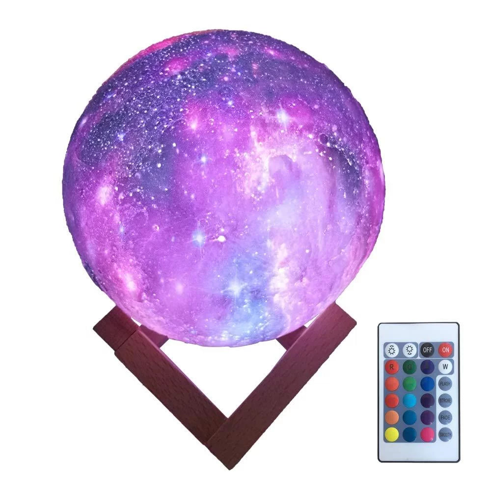 3D Printing Moon Lamp 16 Color Change Touch Remote Control Night Light C7183