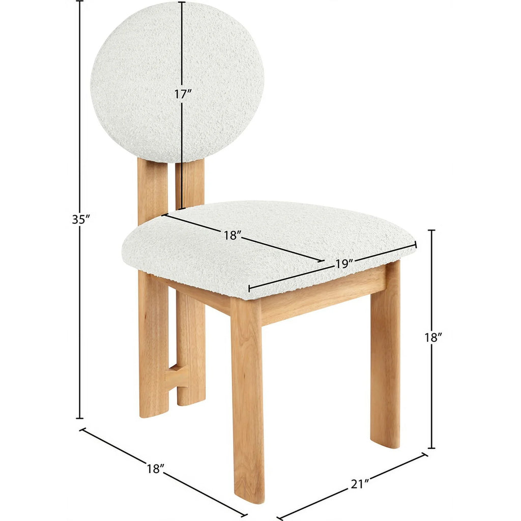 Cream Fabric & Wood Dining Chair Set of 2 Z16932