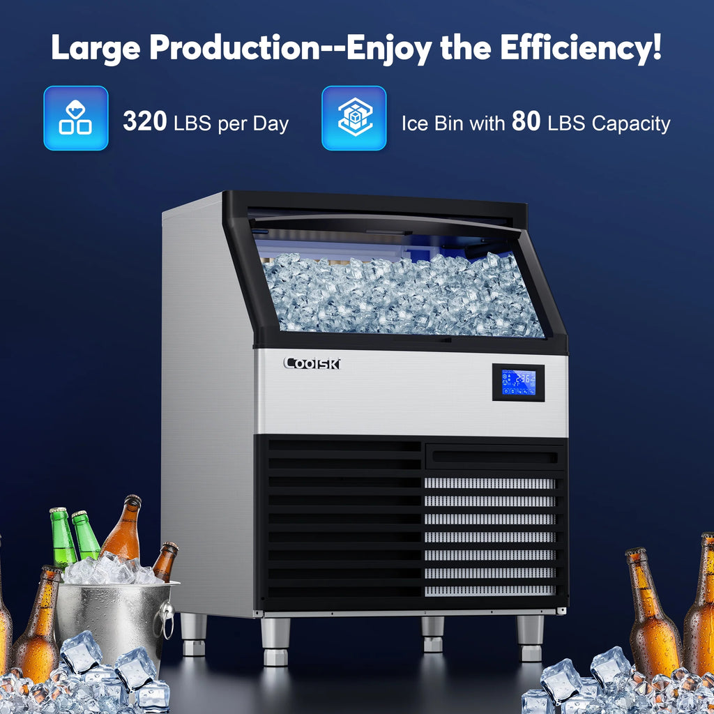 Commercial Ice Maker Machine 320LBS/24H with 80LBS Storage Bin L463735