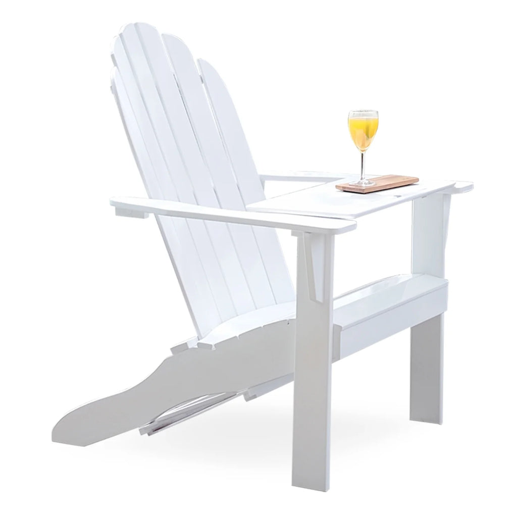 White Solid Wood Adirondack Chair with Tray Table S549
