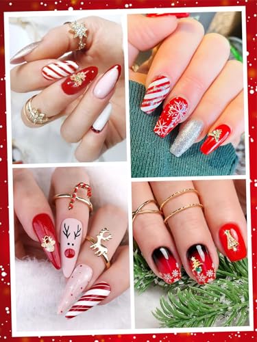 12PCS Christmas 3D Nail Charms Zircon Rhinestones Metal Nail Art Gems Z979