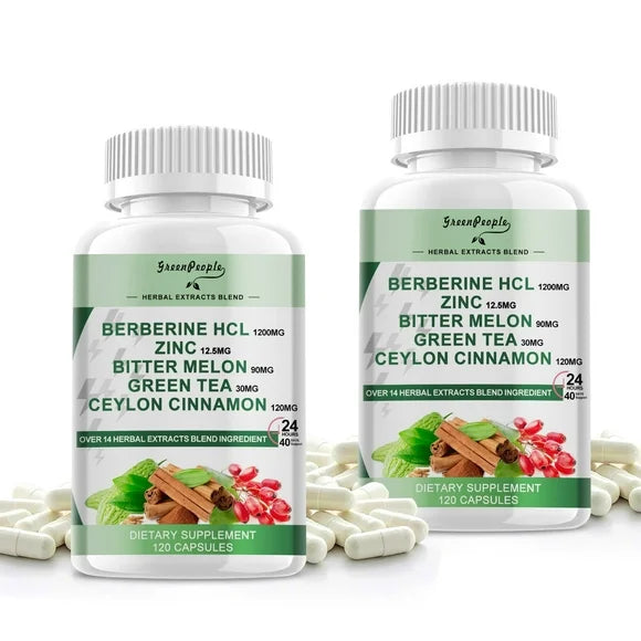 Berberine HCL 1200mg 120 Capsules Supplement with Bitter Melon Extract & Ceylon Cinnamon T965981