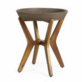 Teak Light Grey Acacia Wood Side Table Z872