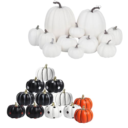 12 Pcs White Plastic Foam Pumpkins T865