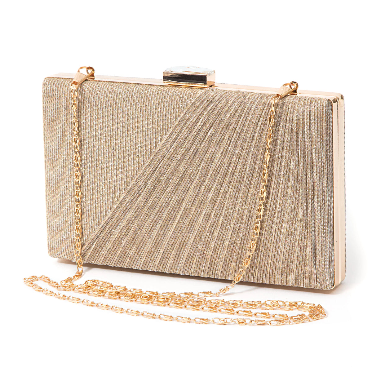 Champagne Glitter Fabric Clutch Bag I255