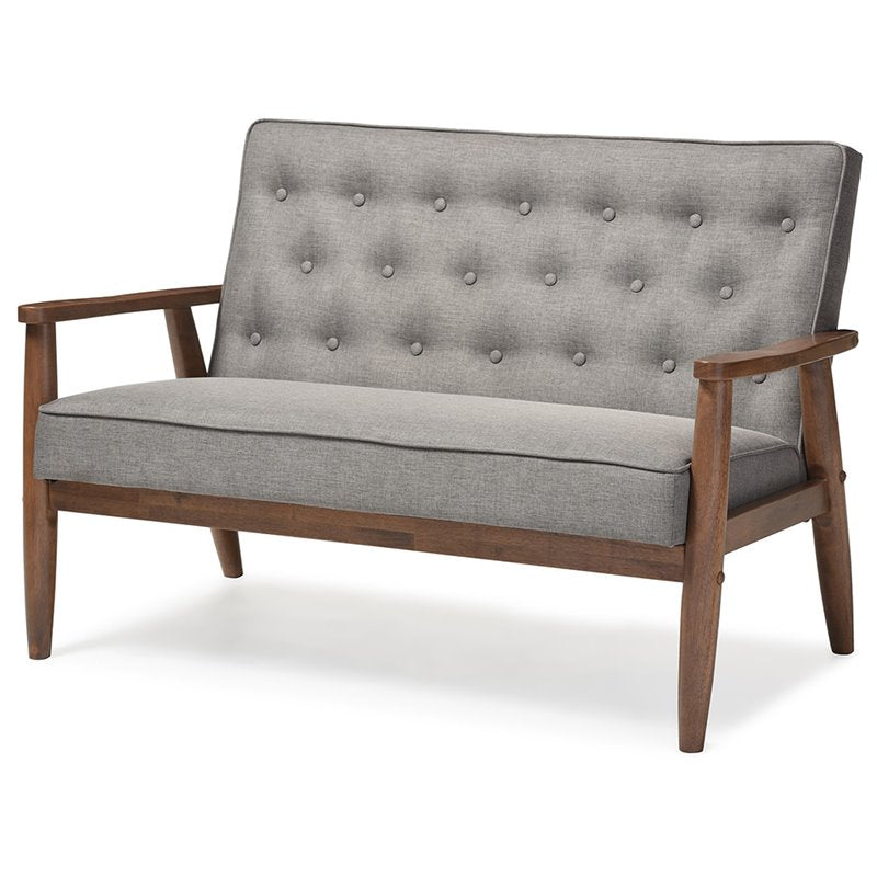 2 Piece Tufted Loveseat and Chair Set in Gray P751