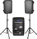 Portable 8” 300 Watt DJ PA System with Wired Microphone & Tripod Stands V3945
