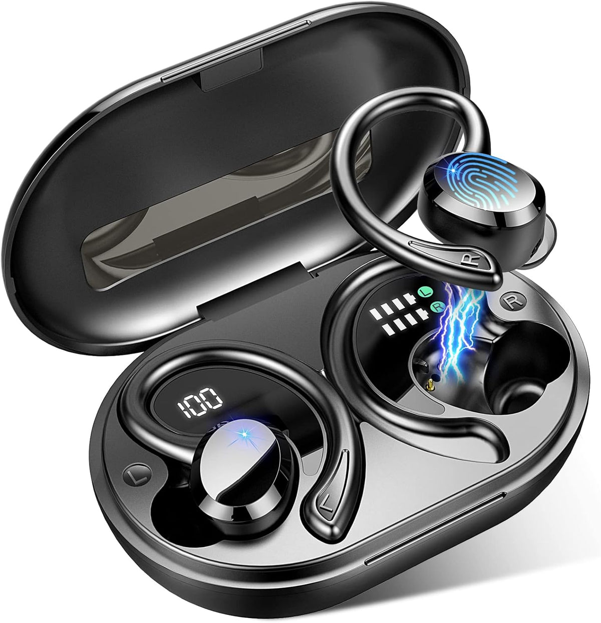Wireless Bluetooth 5.1 Earbuds with Earhooks, IP7 Waterproof, 48H Playtime, Pack of 2 U177237